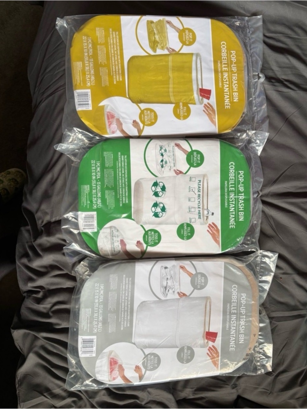 Pop-Up Trash Bin Pack - Yellow, Green, White | Home Party Supplies